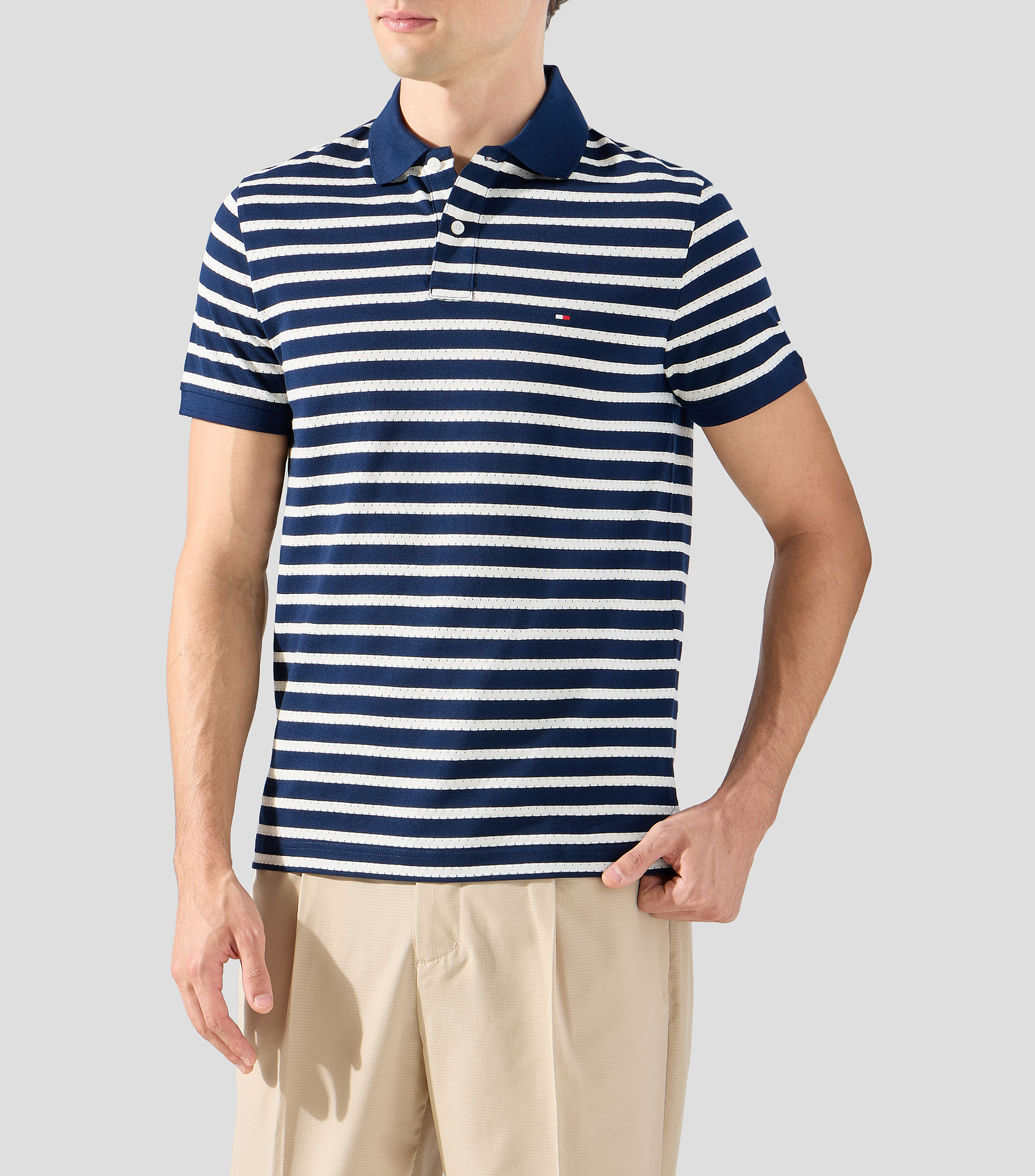 Playera tipo polo manga corta rayas Hombre
